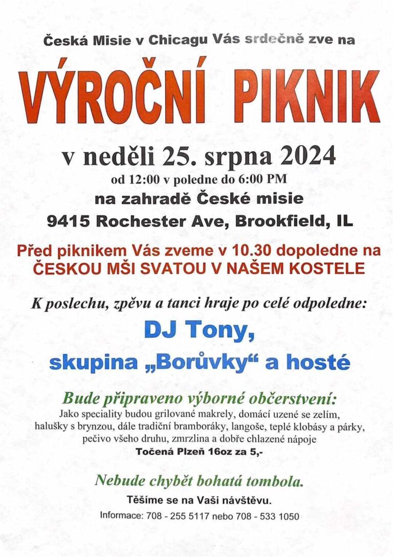 VÝROČNÍ PIKNIK-Česká Misie v Chicagu/25.08.2024 Brookfield *ILLINOIS*