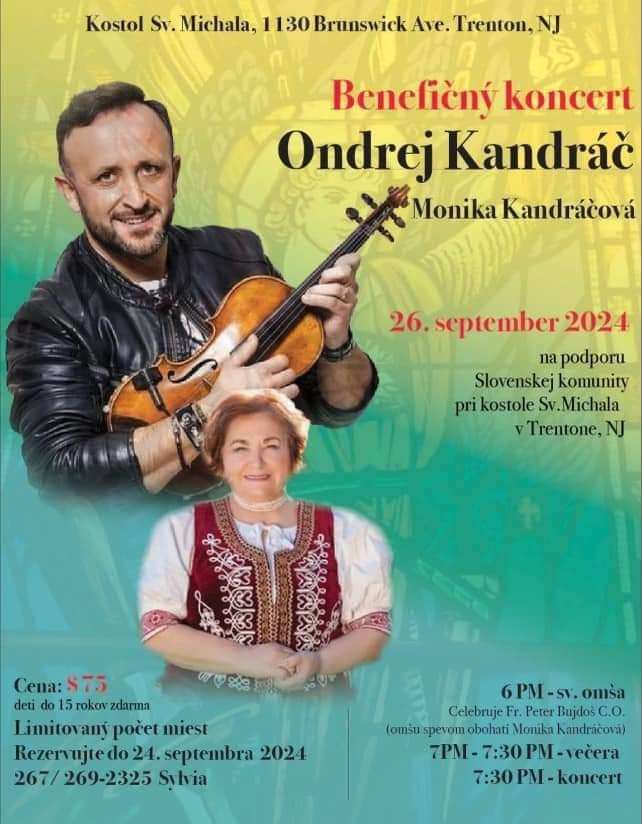 Benefičný koncert-Ondrej Kandráč /26.09.2024 Trenton *New Jersey*