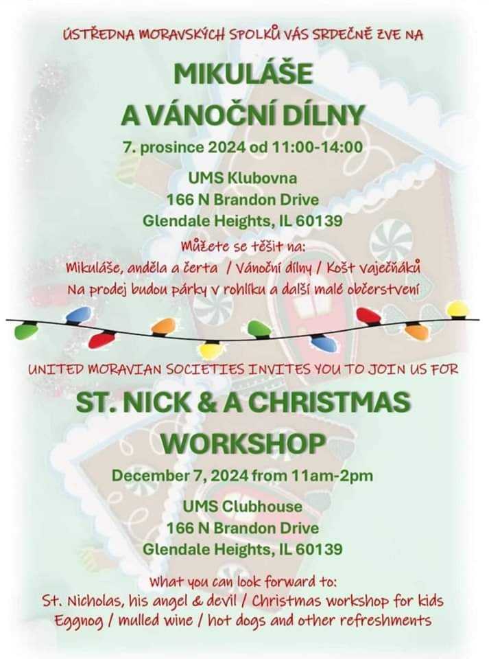 MIKULÁŠ A VÁNOČNÍ DÍLNY /07.12.2024 Glendale Heights *ILLINOIS*