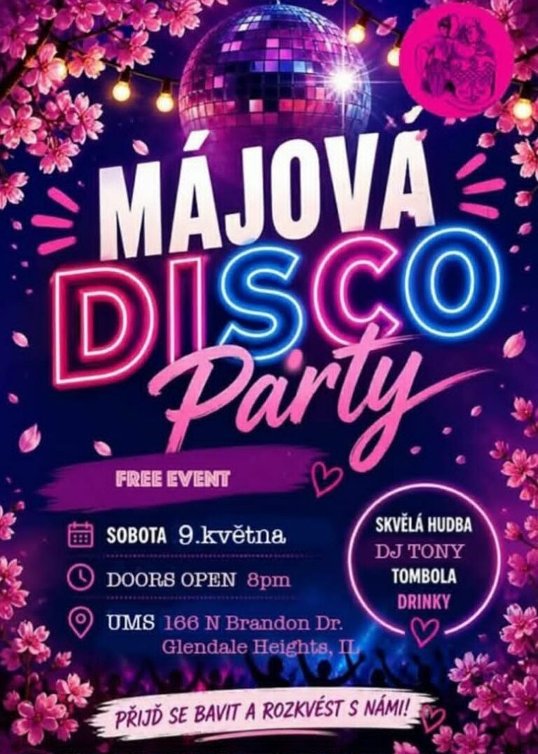 Májová DISCO Párty /09.05.2026 Glendale Heights *ILLINOIS*