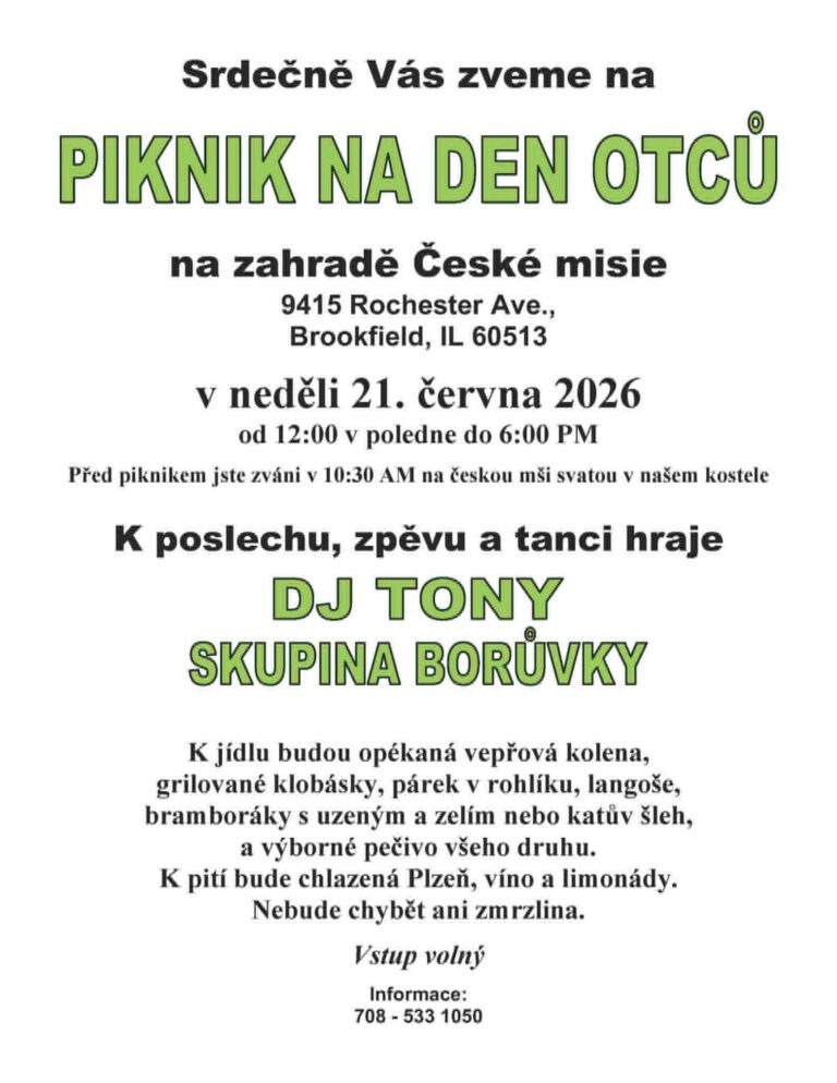 PIKNIK NA DEN OTCŮ /21.06.2026 Brookfield *ILLINOIS*