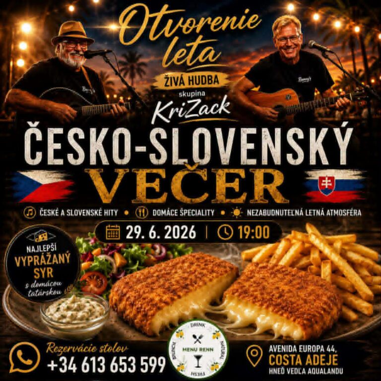 Otvorenie leta…ČESKO-SLOVENSKÝ VEČER /29.06.2026 Costa Adeje *TENERIFE*